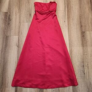 After Six Hot Pink Strapless Long Formal Gown Dress – Size 2 – Satin Bridesmaid